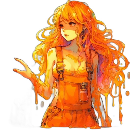 dress, hair, concept art, anime transparent PNG cut-out