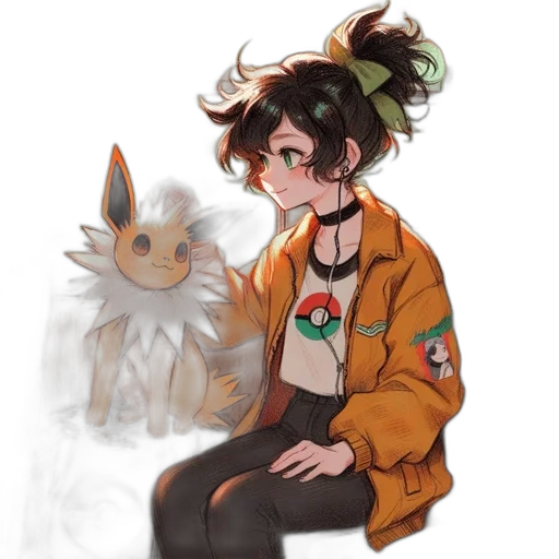 jacket, creature, staff, mask transparent PNG cut-out