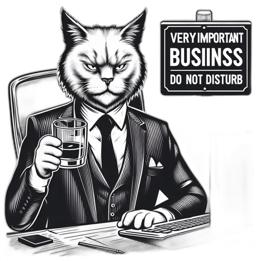 staff, illustrated, cat, wearing transparent PNG cut-out