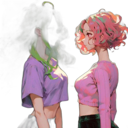 dress, jacket, mask, hair transparent PNG cut-out