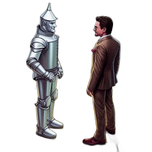 robot, jacket, staff, concept art transparent PNG cut-out