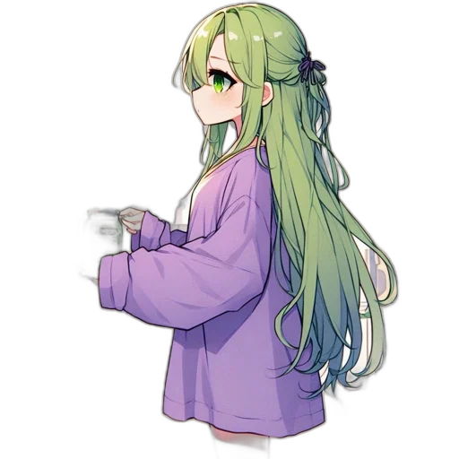 staff, hair, weapon, dress transparent PNG cut-out