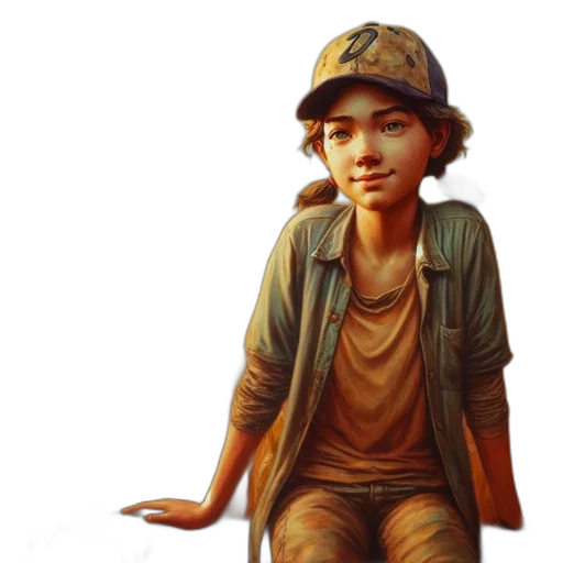 face, hat, staff, oil painting transparent PNG cut-out