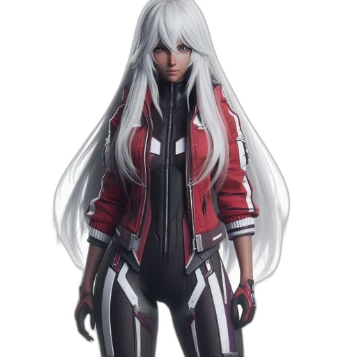 jacket, hair, concept art, cyberpunk transparent PNG cut-out