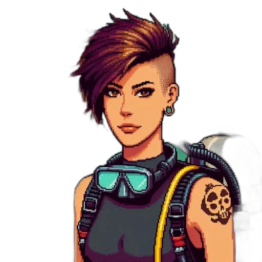staff, cyberpunk, pixel art, concept art transparent PNG cut-out