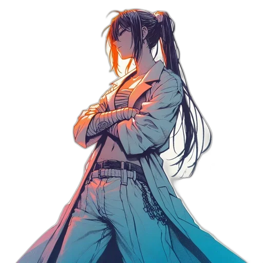 jacket, staff, dress, sword transparent PNG cut-out