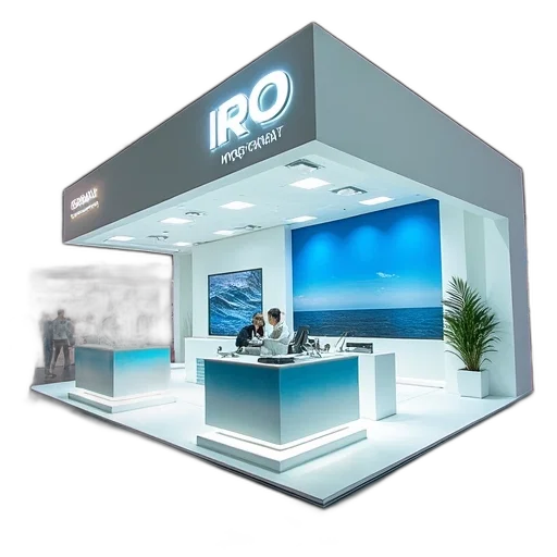 3d render, exhibit, booth, world transparent PNG cut-out