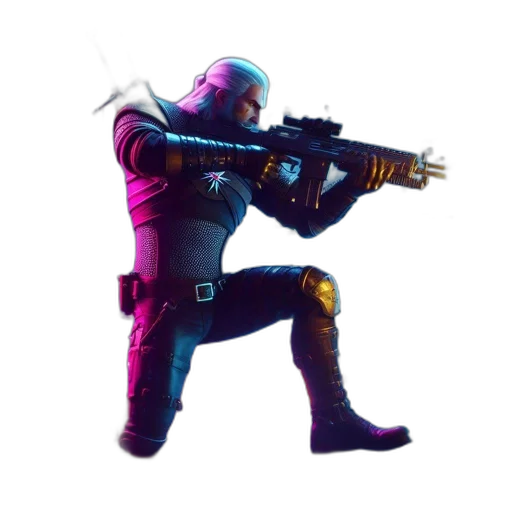 weapon, robot, staff, jacket transparent PNG cut-out