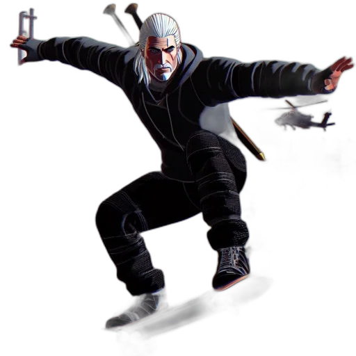 jacket, weapon, staff, robot transparent PNG cut-out