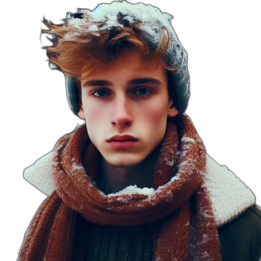 jacket, face, hat, hair transparent PNG cut-out