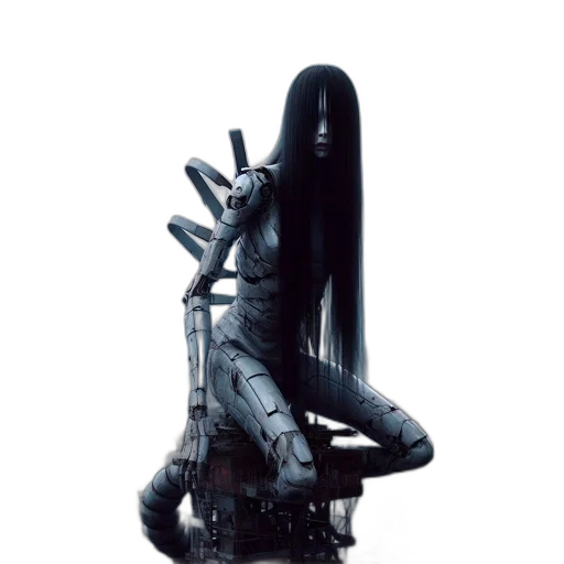 robot, hair, weapon, creature transparent PNG cut-out