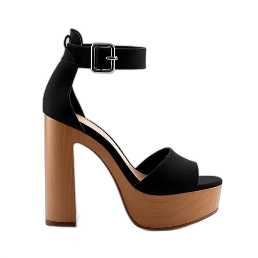 shoes, 3d render, black, high-heeled transparent PNG cut-out