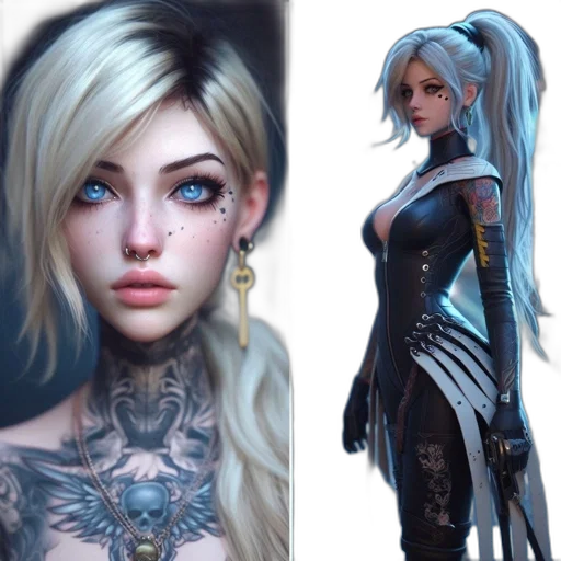 fantasy art, concept art, cyberpunk, photorealistic transparent PNG cut-out