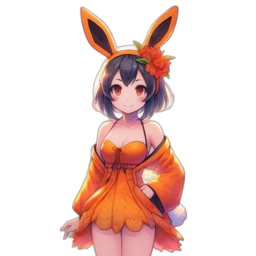 dress, flower, staff, animal transparent PNG cut-out