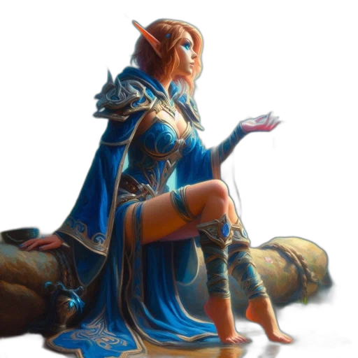 dragon, dress, sword, staff transparent PNG cut-out