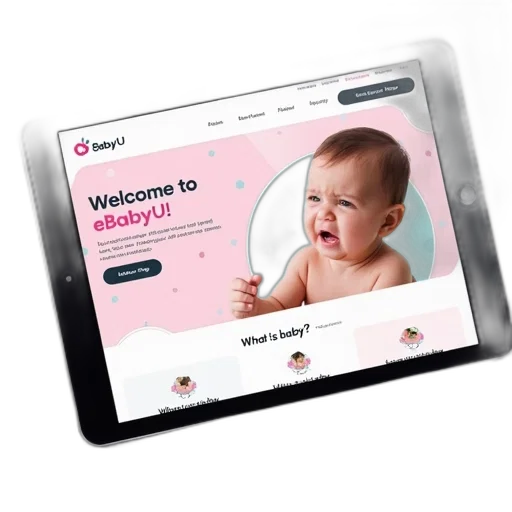 tablet, displaying, website, pink transparent PNG cut-out