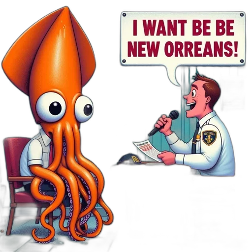 concept art, orange, squid, sits transparent PNG cut-out