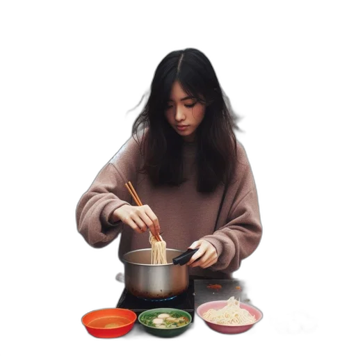 food, hair, jacket, oil painting transparent PNG cut-out