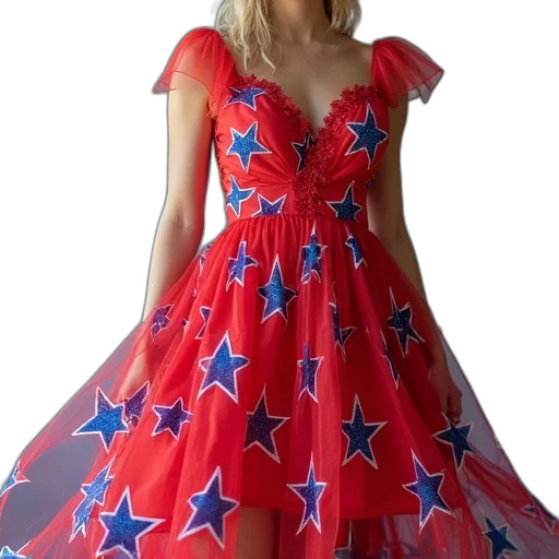 dress, red, white, blue transparent PNG cut-out