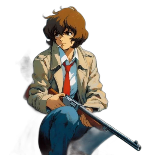 jacket, weapon, staff, concept art transparent PNG cut-out