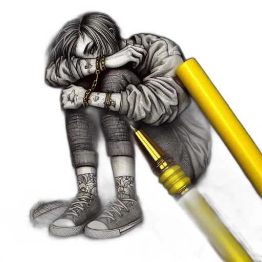 jacket, creature, pencil sketch, watercolor transparent PNG cut-out