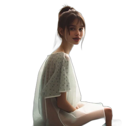 dress, face, staff, photorealistic transparent PNG cut-out