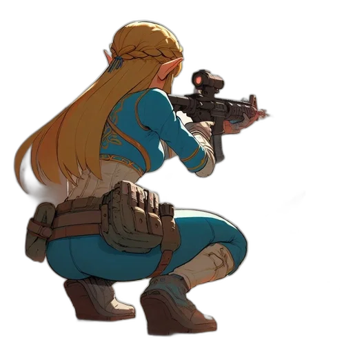 weapon, staff, jacket, hair transparent PNG cut-out