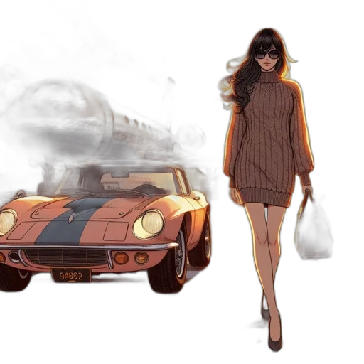 car, dress, concept art, photorealistic transparent PNG cut-out