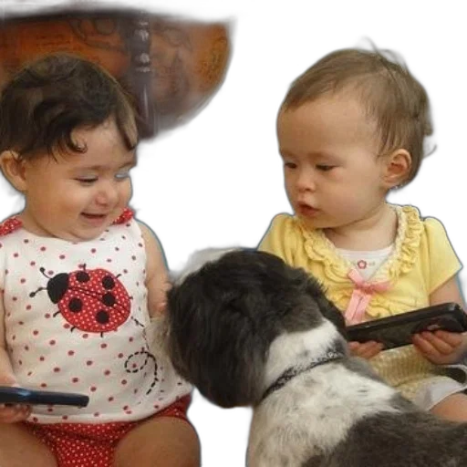 two, babies, sit, floor transparent PNG cut-out