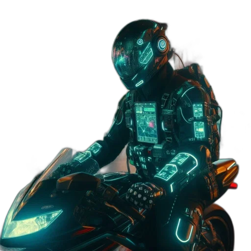 robot, jacket, weapon, cyberpunk transparent PNG cut-out