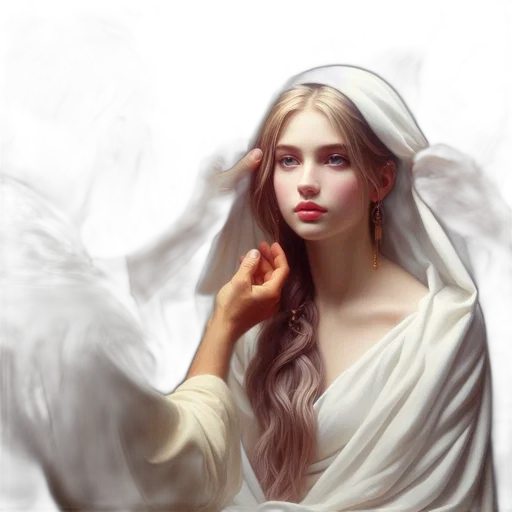 dress, face, fantasy art, photorealistic transparent PNG cut-out