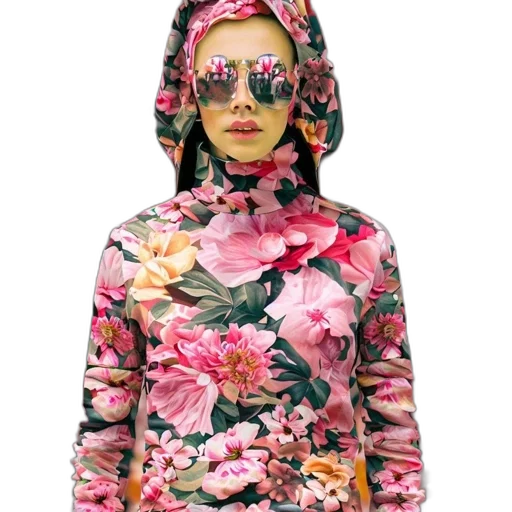 jacket, dress, face, flower transparent PNG cut-out