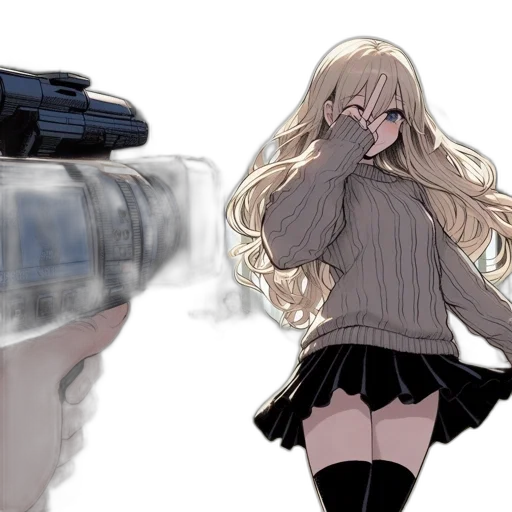 weapon, dress, hair, jacket transparent PNG cut-out