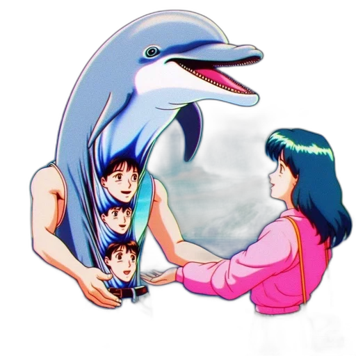 creature, animal, vaporwave, pixel art transparent PNG cut-out