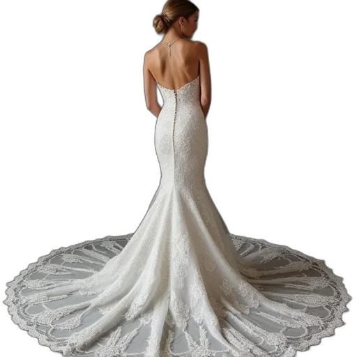 dress, photorealistic, bride, lace transparent PNG cut-out