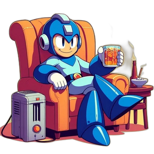 robot, furniture, bottle, pixel art transparent PNG cut-out
