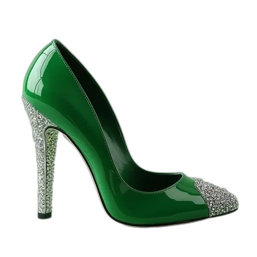 shoes, green, women, patent transparent PNG cut-out