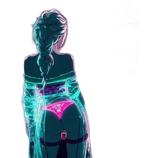 dress, concept art, cyberpunk, vaporwave transparent PNG cut-out