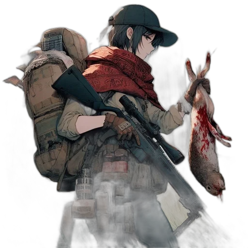 weapon, jacket, animal, hat transparent PNG cut-out