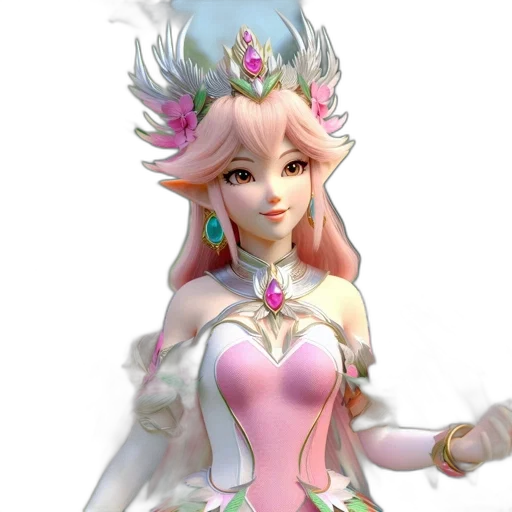 crown, dress, staff, 3d render transparent PNG cut-out