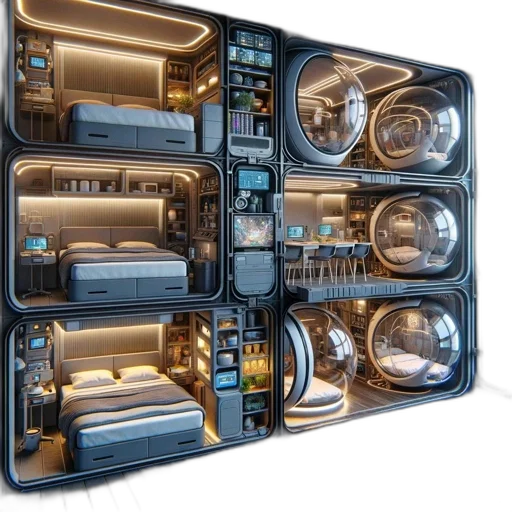 3d render, futuristic, modular, living transparent PNG cut-out