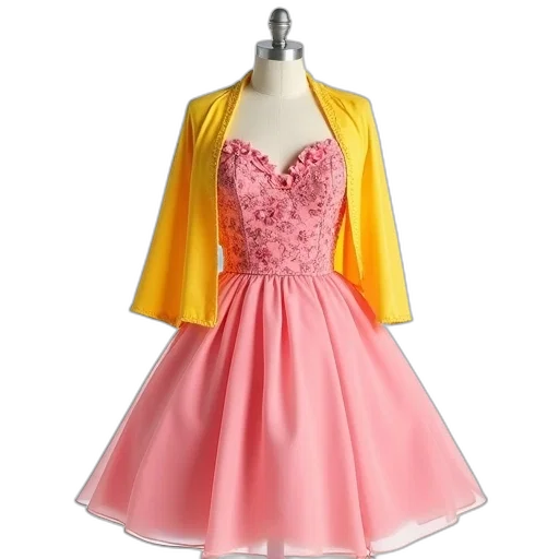 dress, 3d render, pink, matching transparent PNG cut-out