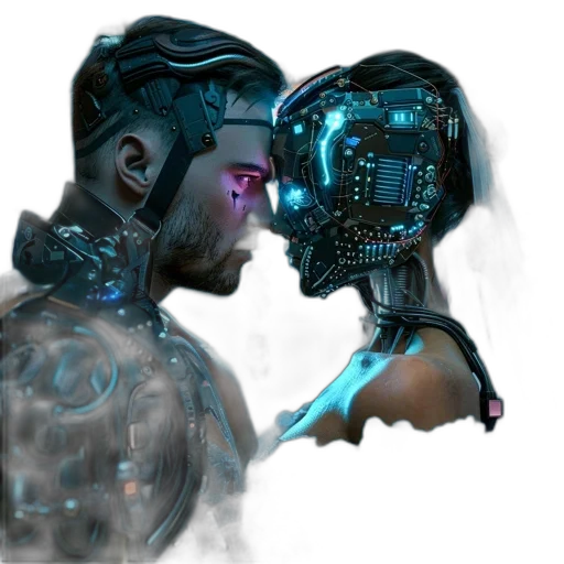 robot, mask, cyberpunk, concept art transparent PNG cut-out