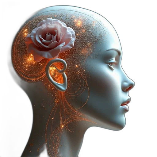 crown, face, robot, flower transparent PNG cut-out