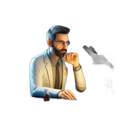 jacket, staff, face, pixel art transparent PNG cut-out