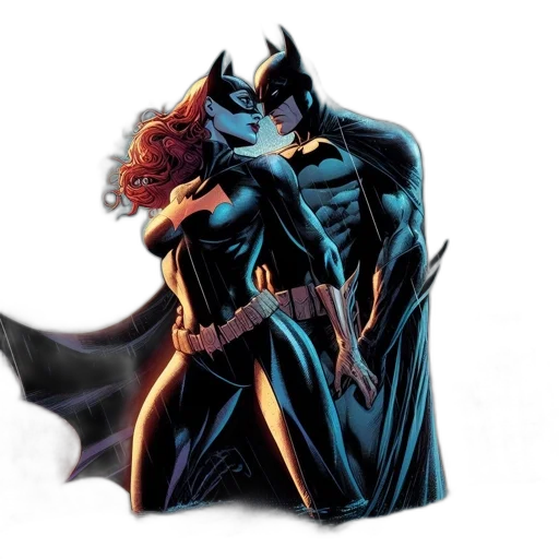 comic book art, concept art, batman, batgirl transparent PNG cut-out