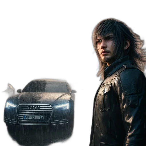 car, jacket, hair, weapon transparent PNG cut-out