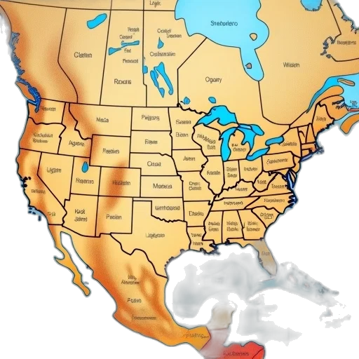 map, showing, extent, united transparent PNG cut-out