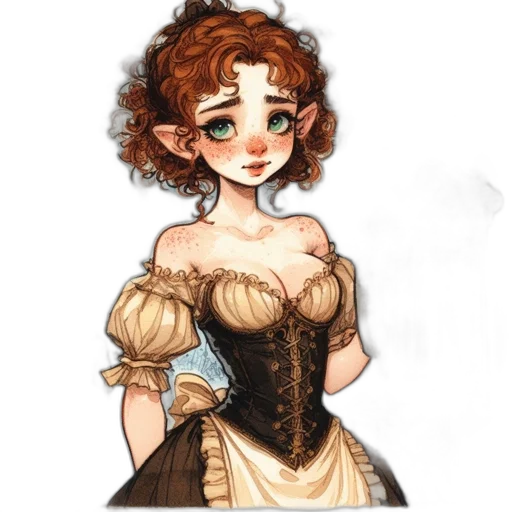 dress, staff, face, fantasy art transparent PNG cut-out