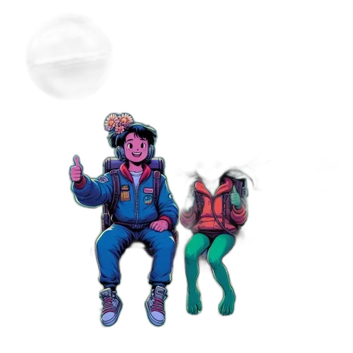 jacket, staff, umbrella, mask transparent PNG cut-out